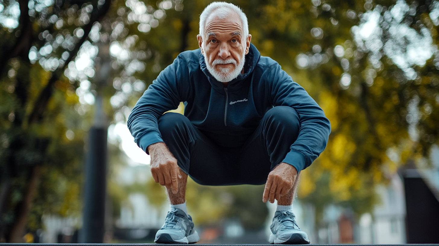 Старші люди займаються на свіжому повітрі